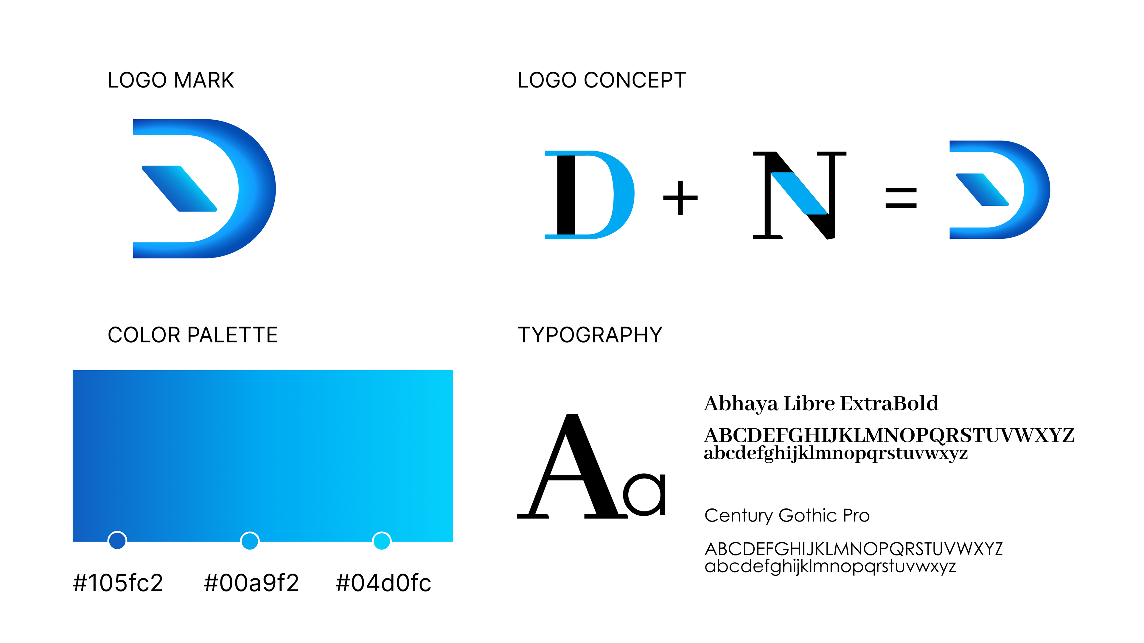 Data Network Associates logo mark, logo concept, color palette, and typography reference.