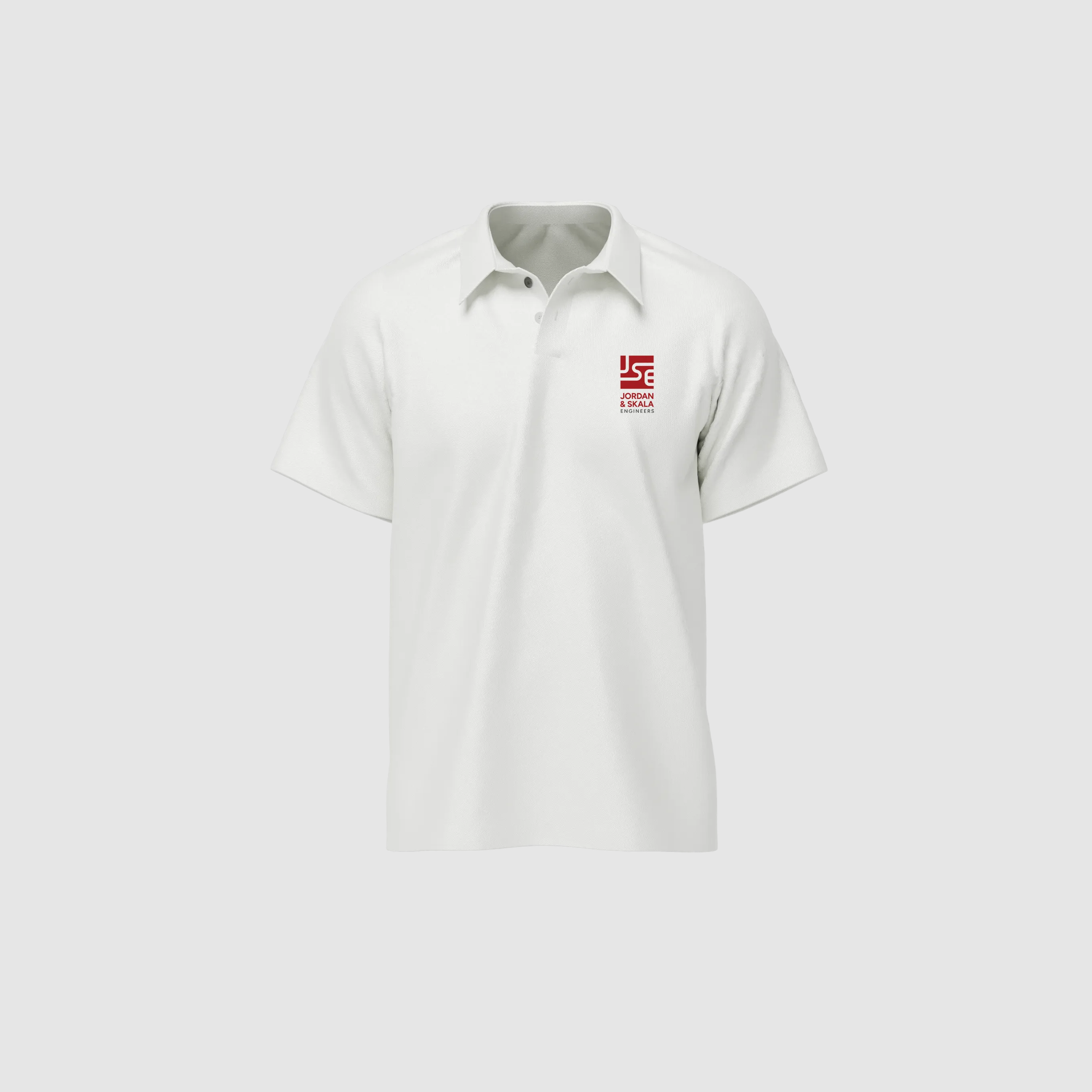 Jordan and Skala Engineers vertical logo apparel mockup.